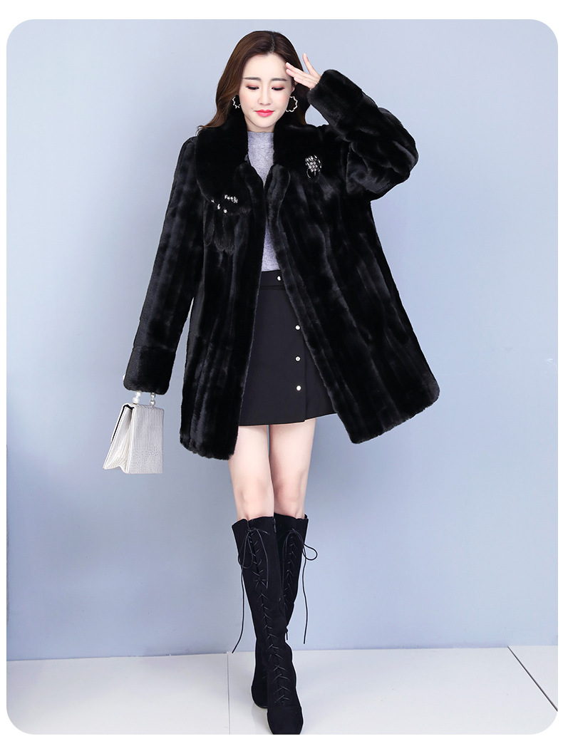 皮貂皮大衣外套女2020新款长袖中长款时尚气质优雅加肥加大上衣【唐丝