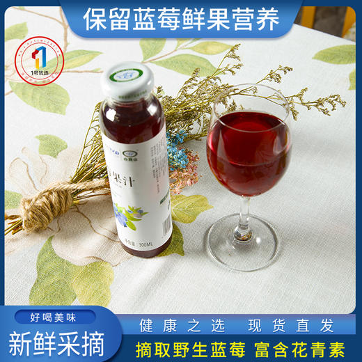 【常州馆】白露山野生蓝莓汁300ml瓶8瓶装整箱蓝莓原浆原浆纯果汁饮料玻璃瓶 商品图1