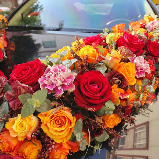 大V型婚车花车花饰套餐结婚新人主婚车鲜花装饰豪华气派可上门布置 商品图8