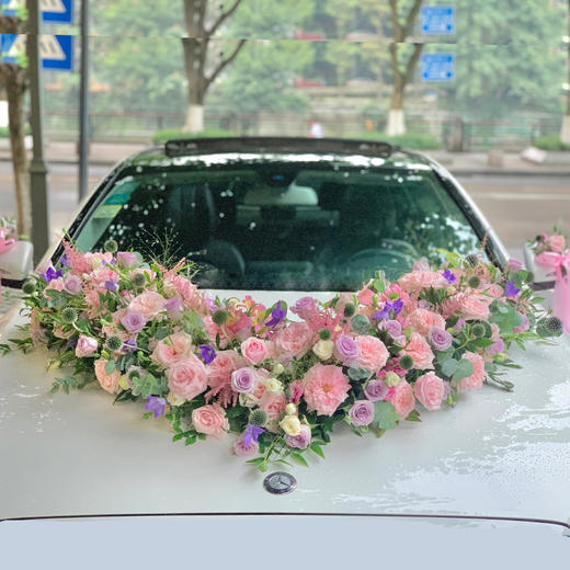 大V型婚车花车花饰套餐结婚新人主婚车鲜花装饰豪华气派可上门布置 商品图3