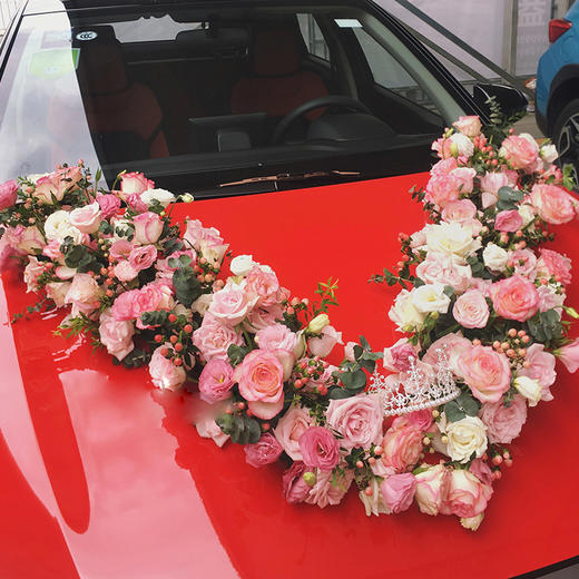 大V型婚车花车花饰套餐结婚新人主婚车鲜花装饰豪华气派可上门布置 商品图4