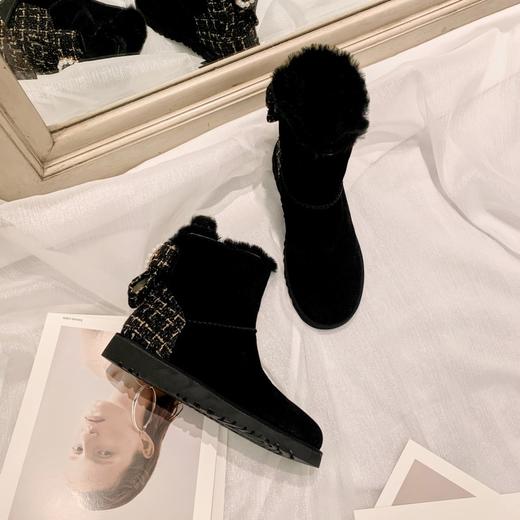 上海旗袍厂MK-MK2236      秋冬新款小香风蝴蝶结圆头平跟时装靴纯色真皮舒适百搭雪地靴 商品图4