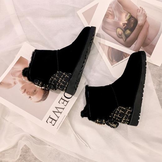 上海旗袍厂MK-MK2236      秋冬新款小香风蝴蝶结圆头平跟时装靴纯色真皮舒适百搭雪地靴 商品图7