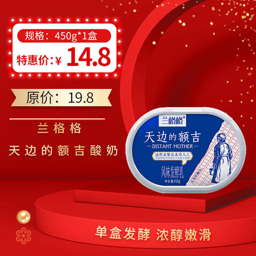 兰格格天边的额吉酸奶雪原老酸奶凝固味450g ，保质期28天 商品图0