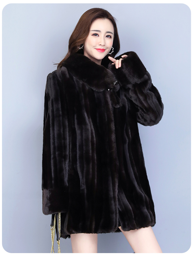 皮貂皮大衣外套女2020新款长袖中长款时尚气质优雅加肥加大上衣【唐丝