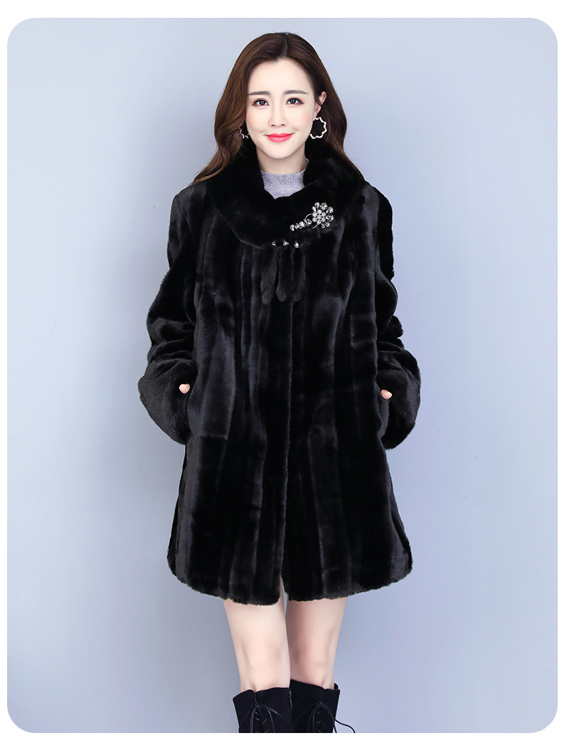 皮貂皮大衣外套女2020新款长袖中长款时尚气质优雅加肥加大上衣【唐丝