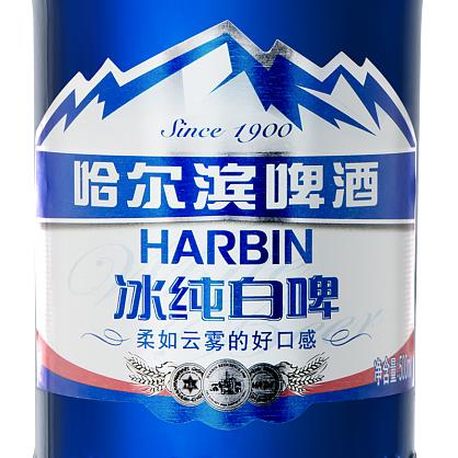 哈尔滨冰纯白啤10°瓶装500ml