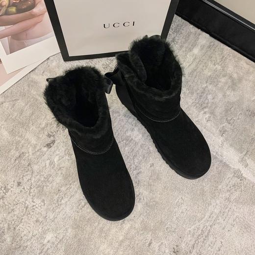 上海旗袍厂MK-MK2235    冬季新款蝴蝶结圆头平跟时装靴加绒加厚纯色百搭雪地靴 商品图7