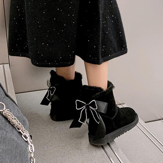 上海旗袍厂MK-MK2235    冬季新款蝴蝶结圆头平跟时装靴加绒加厚纯色百搭雪地靴 商品图4