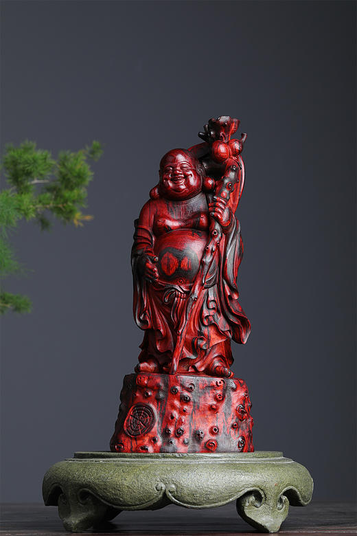 火焰纹小叶紫檀弥勒佛雕件 b3 商品图0