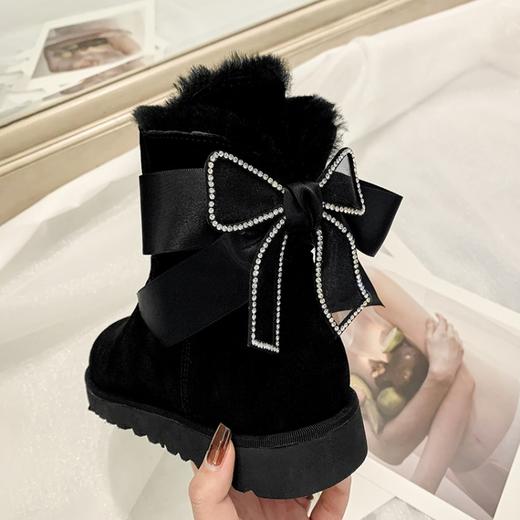 上海旗袍厂MK-MK2235    冬季新款蝴蝶结圆头平跟时装靴加绒加厚纯色百搭雪地靴 商品图6