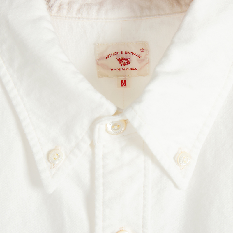 国棉壹厂/01200348/尖领磨毛牛津纺单袋衬衫VintageRepublic