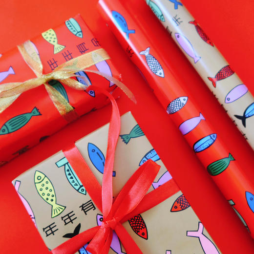 HUJI祤集纸品年年有余包装纸 商品图0