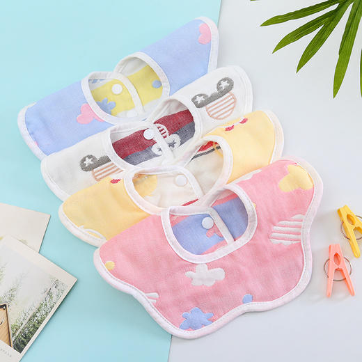 爱婴蜜语婴幼儿提花纯棉纱布口水巾（3条装） 商品图1