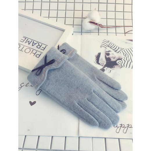 羊毛手套女冬秋加绒加厚保暖韩版可爱开车触屏羊绒手套 商品图5