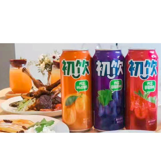 【10元3罐】初饮复合草莓汁/橙汁/葡萄汁果肉饮品500g 商品图0