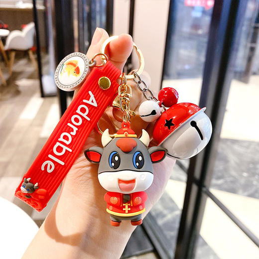 【新年礼物】新年牛年生肖牛钥匙扣硅胶挂件福气牛牛公仔玩偶钥匙环小礼品 商品图10