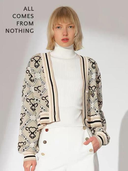 贺穗金牛提花针织短开衫 商品图0