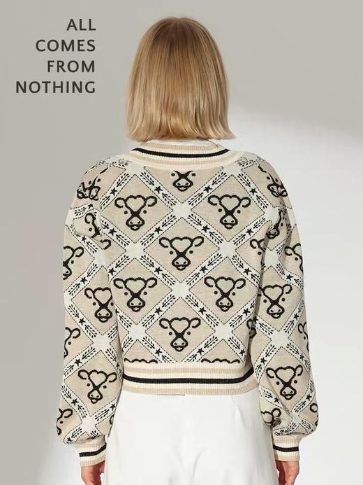 贺穗金牛提花针织短开衫 商品图3