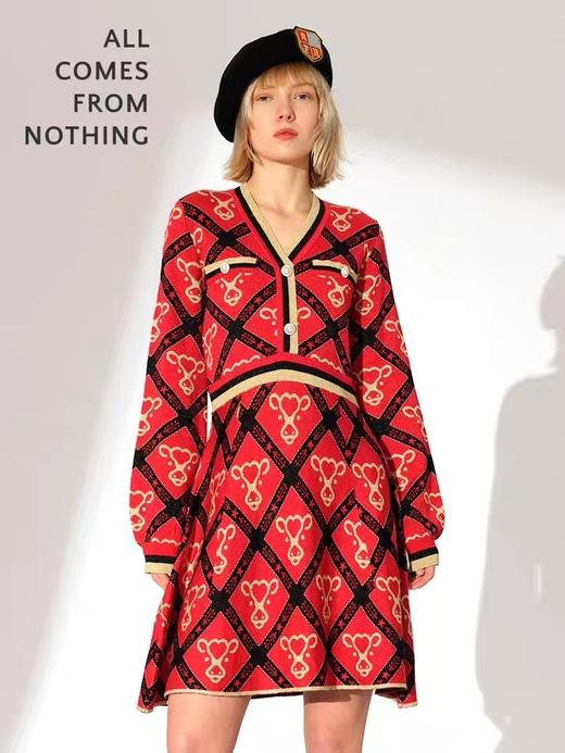 贺穗金牛提花针织连衣裙 商品图3