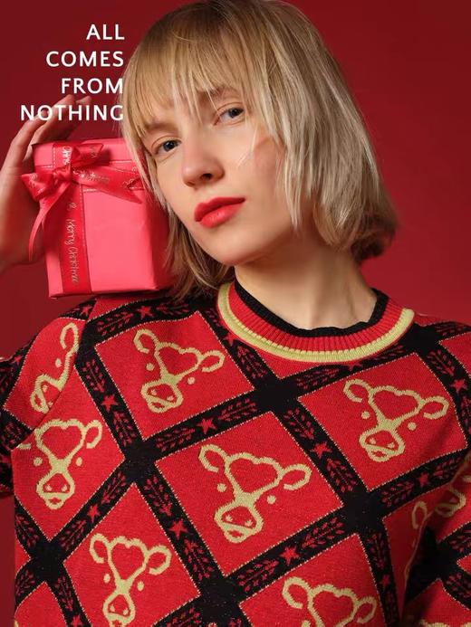 贺穗金牛提花针织宽松连衣裙 商品图2