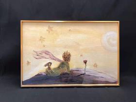 小王子和玫瑰花看日落/晶瓷画