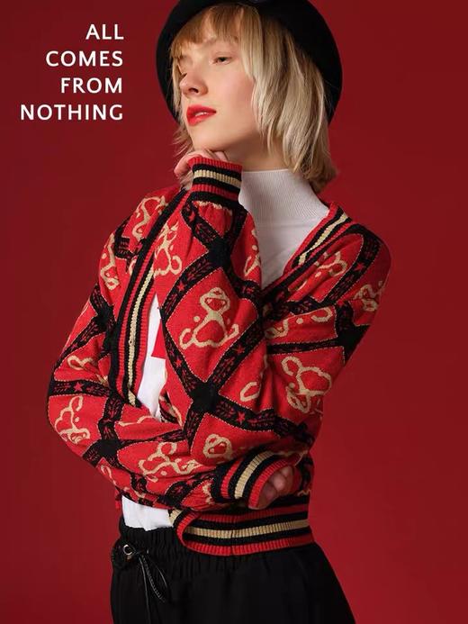 贺穗金牛提花针织短开衫 商品图2