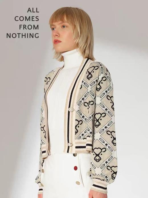 贺穗金牛提花针织短开衫 商品图4