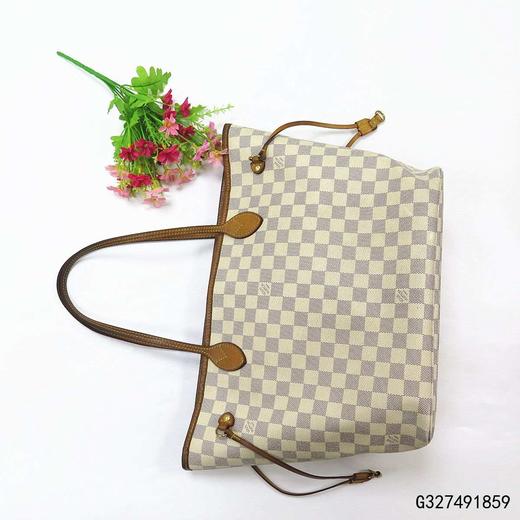 【二手8新】lv路易·威登neverfull 白棋盘格中号手袋(31*28*16)cm