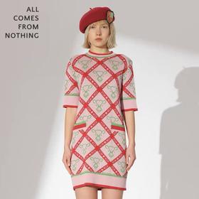 贺穗金牛提花针织宽松连衣裙