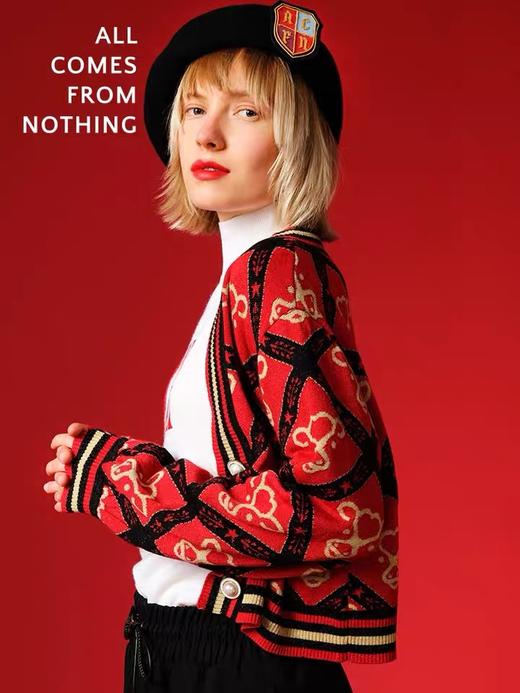 贺穗金牛提花针织短开衫 商品图1