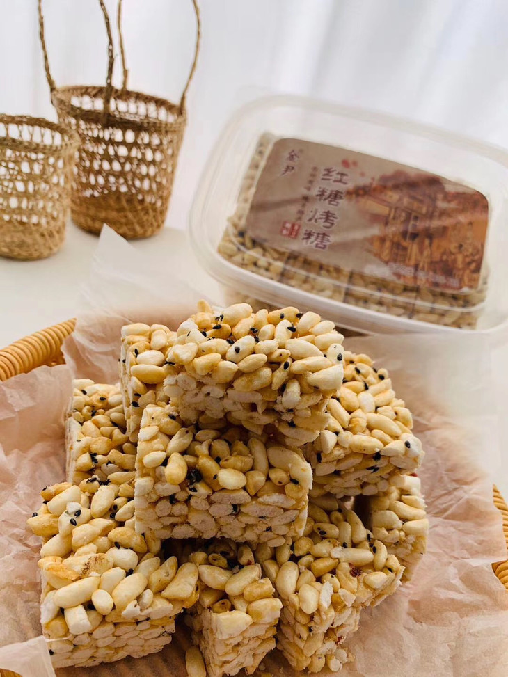 【传统手工米花糖】红糖烤糖米花糖220g 传统手工糕点零食 怀旧零食
