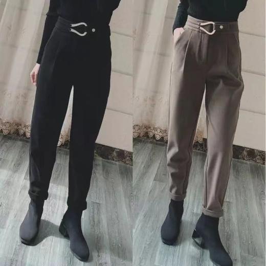 [断码清仓]丁摩 好裤型！金属搭扣配饰高腰萝卜裤哈伦裤时尚显瘦sz M  ZFYY334 商品图0