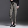 上海旗袍厂MYX-TT-X216经典格子裤女高腰显瘦束脚2021新款哈伦裤松紧腰直筒长裤格纹女裤 商品缩略图1