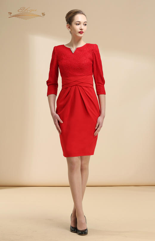 【特惠】YIQU |“守望幸福”连身裙（中国红）PT 商品图0