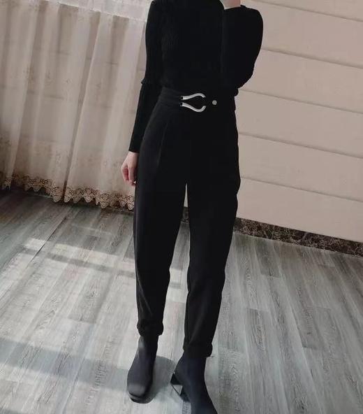 [断码清仓]丁摩 好裤型！金属搭扣配饰高腰萝卜裤哈伦裤时尚显瘦sz M  ZFYY334 商品图3
