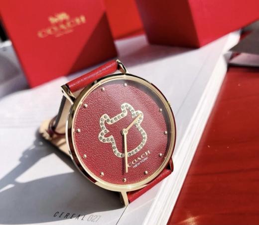 coach蔻驰 | 2021牛年本命年限定款 女士皮质钢带款石英手表 支持2年