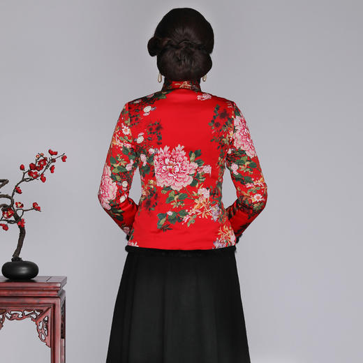 上海旗袍厂SY-18319M中式复古改良真丝唐装女上衣秋冬加厚夹棉桑蚕丝旗袍上衣妈妈 商品图3