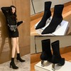 2020秋冬季新款网红瘦瘦中筒袜鞋高跟细跟弹力尖头黑色女短靴代发 商品缩略图0