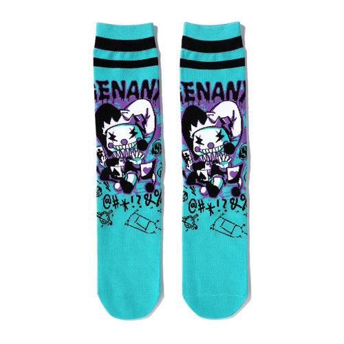 genanx&闪电潮牌 中筒 潮袜 男 卡通 提花 街头 嘻哈 袜子 男生 wz130