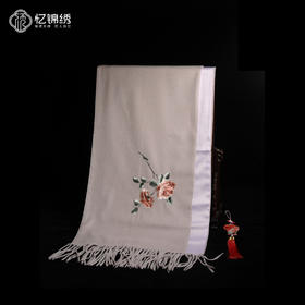 羊绒真丝缎长巾-富贵牡丹