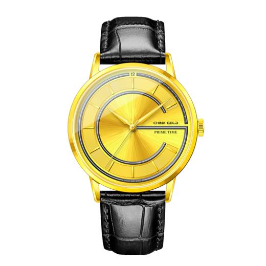 中国黄金 港湾系列足金皮带石英男士女士情侣手表 商品图0