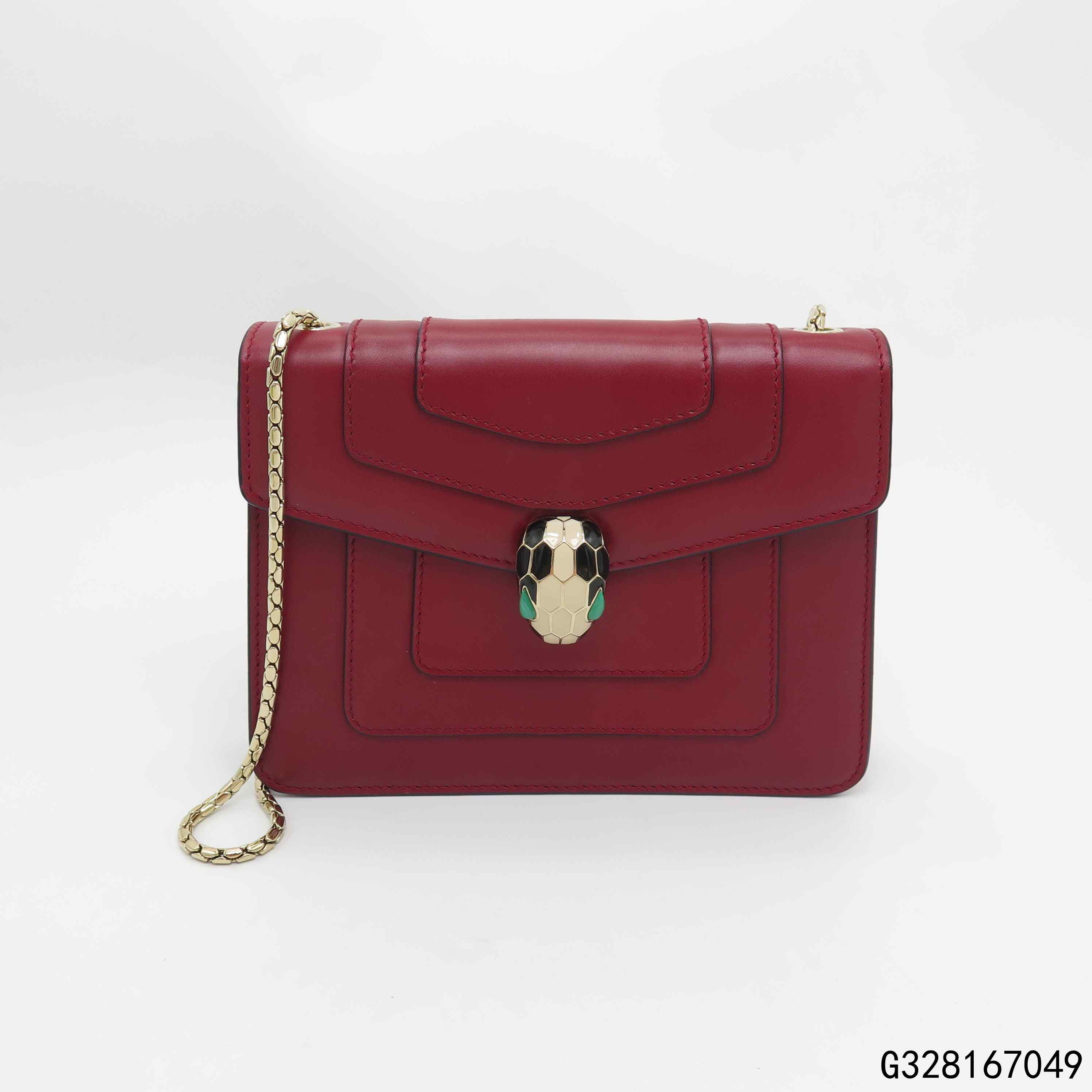 【二手9新】宝格丽bvlgari 女士宝石红serpenti forever翻盖蛇头包