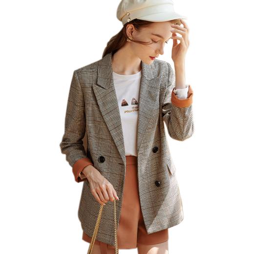 欧芮儿初春九分袖外套女2020新格子单排两粒扣小西装短外套 商品图4