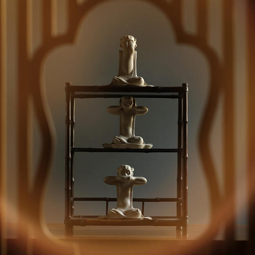 龙德堂陶艺 《克己复礼 三不猴》紫砂禅意雕塑 (库存询客服) 商品图0