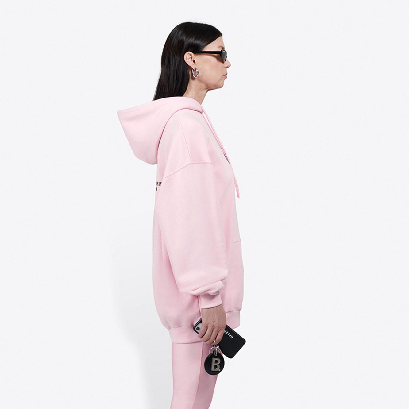 balenciaga 女士 粉色字母印花连帽卫衣 xs s