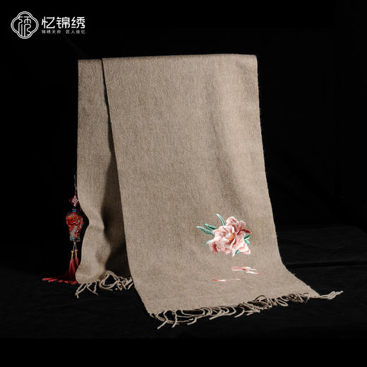 双面羊绒长巾-富贵牡丹 商品图0