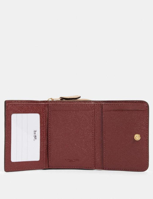 预定coach/蔻驰奥莱女士灰褐色三折小钱包10cm*8cm*4cm37968