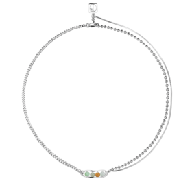 福豆纯银翡翠项链（福禄寿喜）