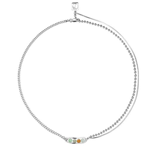 福豆纯银翡翠项链（福禄寿喜） 商品图0